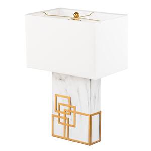 Lewisham 24.50 in. Gold Table Lamp with White Shade