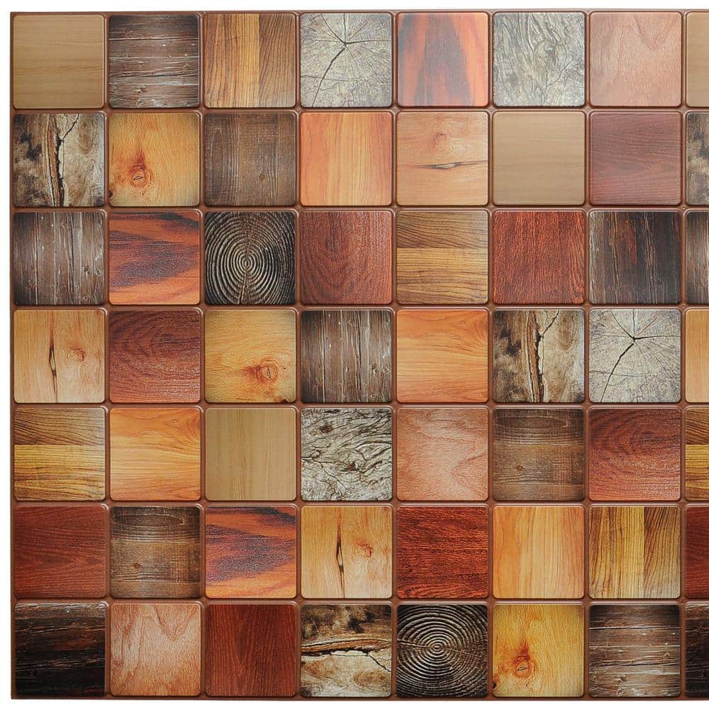 3D Falkirk Retro 1/100 in. x 38 in. x 19 in. Multicolor Faux Timber PVC Dec
