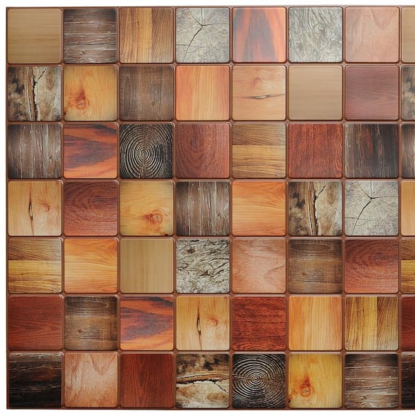3D Falkirk Retro 1/100 in. x 38 in. x 19 in. Multicolor Faux Timber PVC Decorative Wall Paneling (5-Pack)