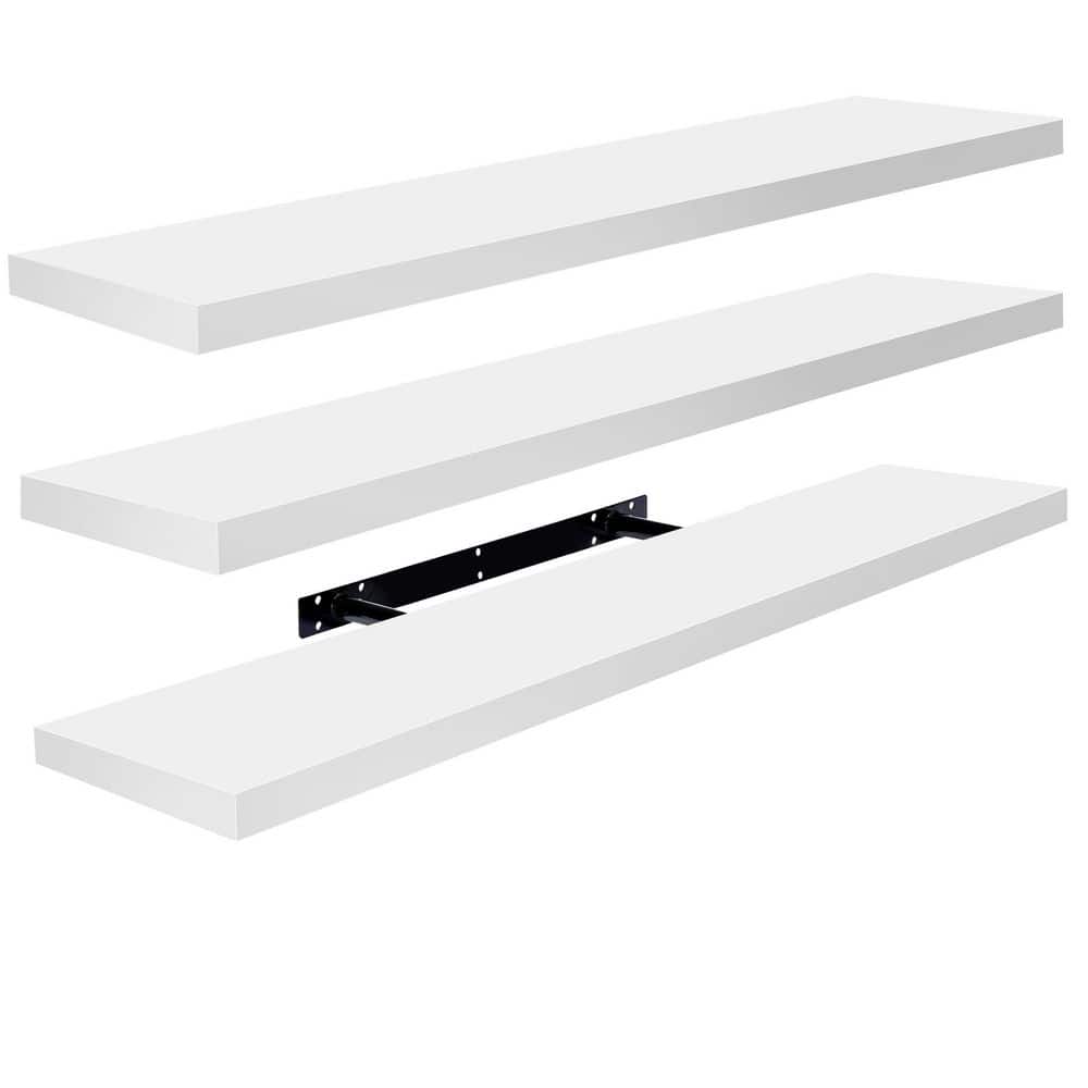 3 Pack Long Floating Shelves for Wall, 35 in. W x 9 in. D White Wood Decora