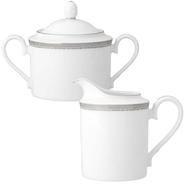 Noritake Whitebridge Platinum (White) Porcelain 12 oz. Sugar and Creamer Set
