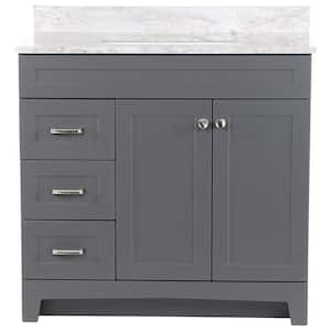 Thornbriar 37 in. W x 22 in. D Vanity in Cement with Stone Effects Vanity Top in Winter Mist with White Sink