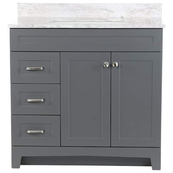 Home Decorators Collection Thornbriar 37 in. Single Sink Cement Bath Vanity with Winter Mist Cultured Marble Top (Assembled)
