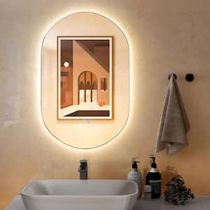 20 in. W x 32 in. H Oval LED Wall Mirror Backlit Dimmable Bathroom Wall Mounted Mirror