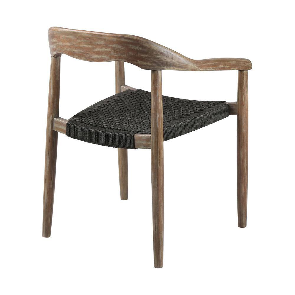 Santo Eucalyptus Wood and Charcoal Rope Arm Chair Set