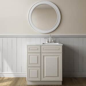 30 in. W x 21 in. D x 34.5 in. H in Cameo White Plywood Ready to Assemble Bath Vanity Cabinet without Top 3-Drawers