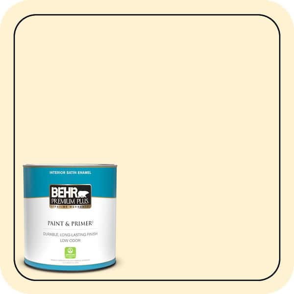 BEHR PREMIUM PLUS 1 qt. #ICC-30 Cashmere Sweater Satin Enamel Low Odor Interior Paint & Primer