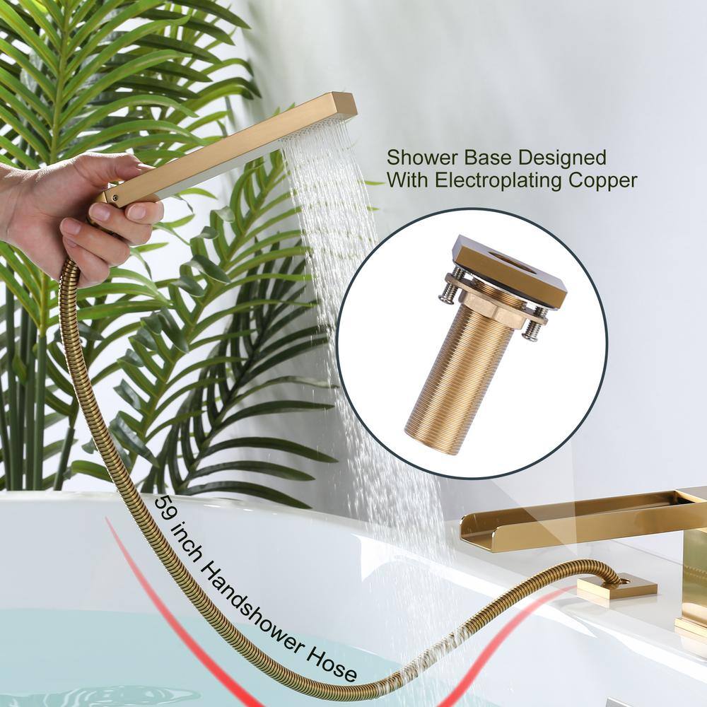 Gold Modern Roman Tub Faucet Set with Hand Shower