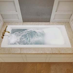 Sapphire Series 72 in. x 36 in. Rectangular Whirlpool Bathtub with Right Drain and V-Style Back Jets in Glossy White