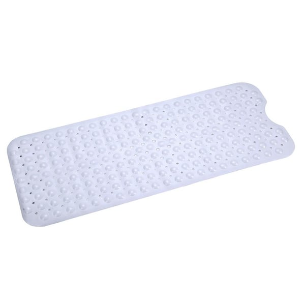 Aoibox 39.4 in. x 15.8 in. Non-Slip Shower Mat in Transparent White BPA-Free Massage Anti-Bacterial with Suction Cups Washable