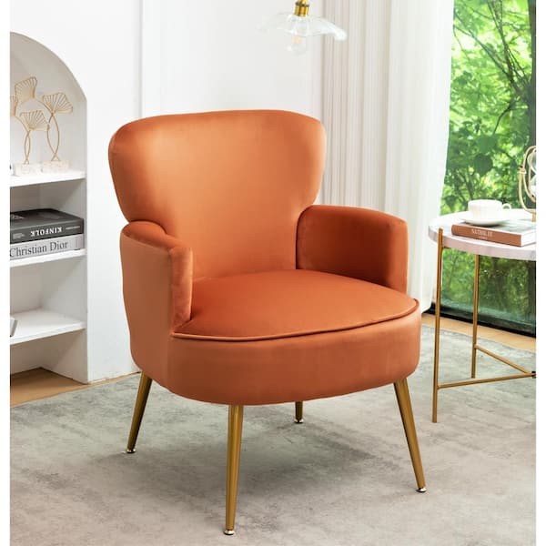 US Pride Furniture US Pride Understated Red Orange Velvet Arm Accent Chair