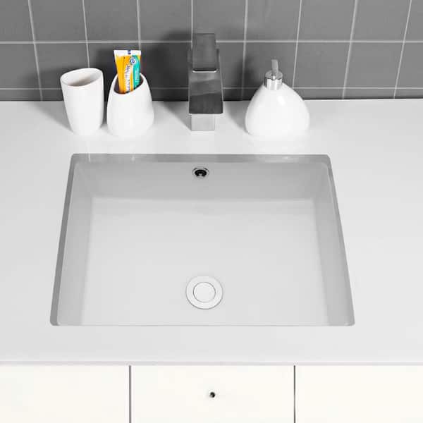 Unbranded 22 in . Ceramic Undermount Rectangular Bathroom Sink in White
