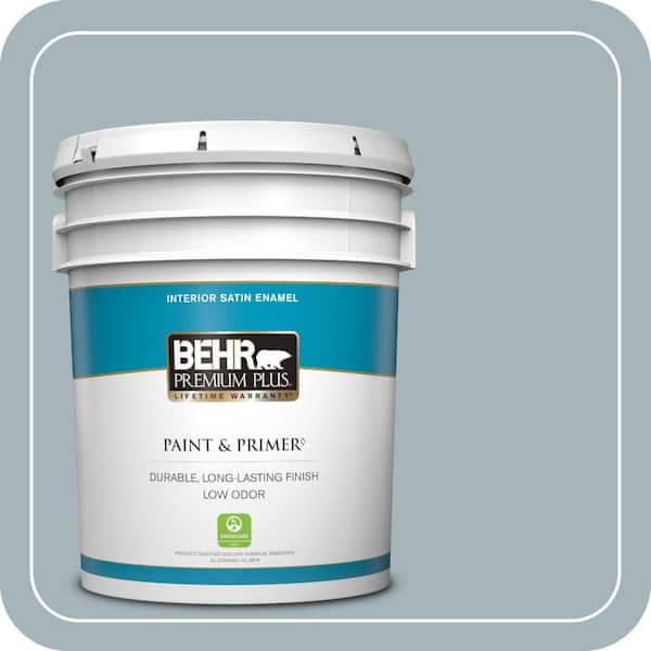 BEHR PREMIUM PLUS 5 gal. #ECC-22-2 Bay View Satin Enamel Low Odor Interior Paint & Primer