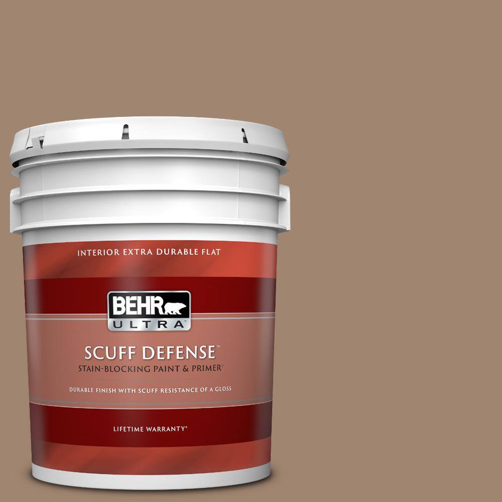 BEHR ULTRA 5 gal. ICC71 Warm Nutmeg Extra Durable Flat Interior Paint & Primer 172305 The
