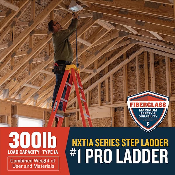 6 ft. Fiberglass Step Ladder with 300 lbs. Load Capacity Type IA Duty Rating and Lock-in Job Caddy Accessory