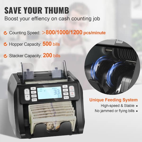SKYSHALO Money Counter Machine, Bill Counter with UV MG IR