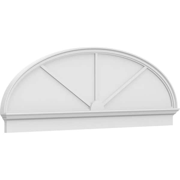 Ekena Millwork 2-3/4 in. x 78 in. x 26-3/8 in. Elliptical 3-Spoke Architectural Grade PVC Combination Pediment Moulding