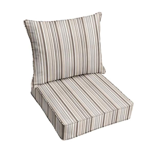 SORRA HOME 25 x 25 Deep Seating Indoor/Outdoor Pillow and Cushion Chair Set in Sunbrella Highlight Linen