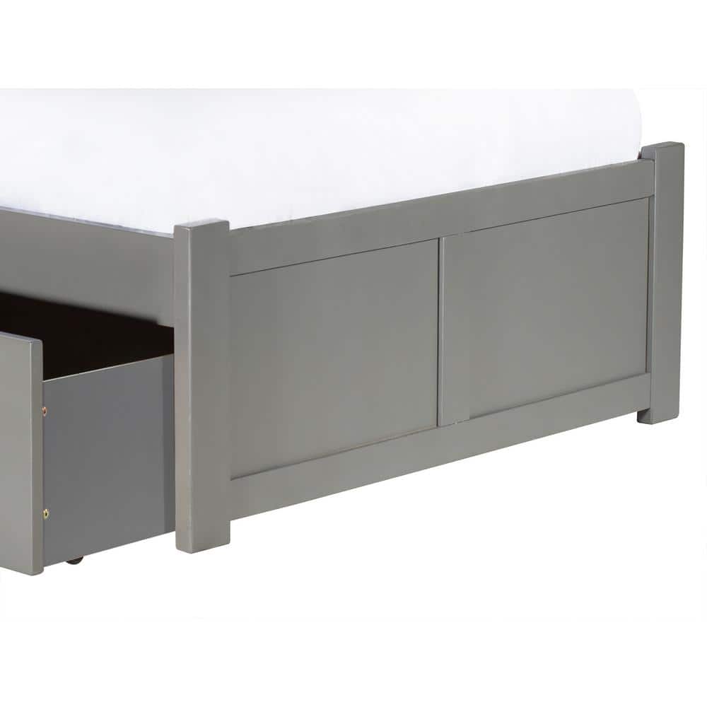 Madison Twin Gray Wood Platform Bed with Storage Drawers