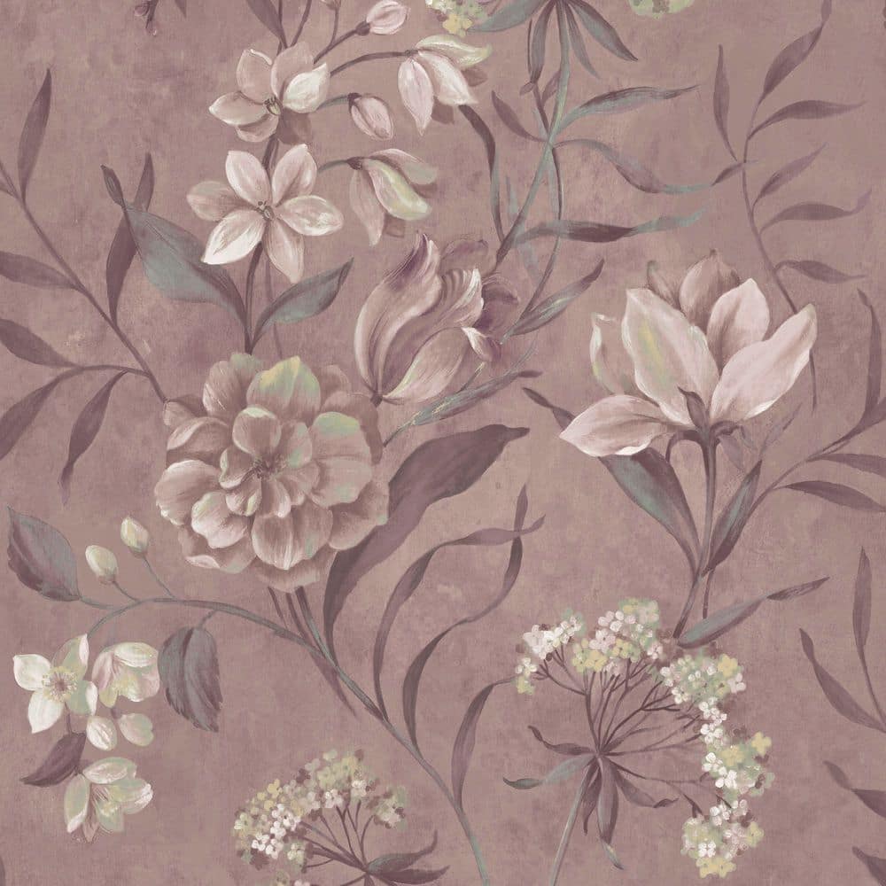Papier Peint Laura Ashley - Tropical Flowers Cerise, 1 Rouleau, Blanc