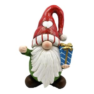 19 in. Tall Christmas Gnome Holding Gift with Red Heart Hat