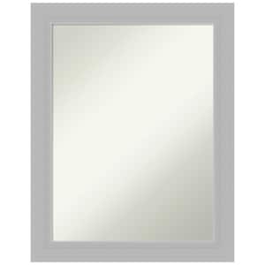 Brushed Sterling Silver 22 in. H x 28 in. W Wood Framed Non-Beveled Wall Mirror in Silver