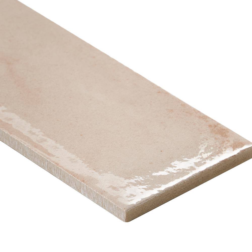 Rose Polished Porcelain Subway Wall Tile 3x16