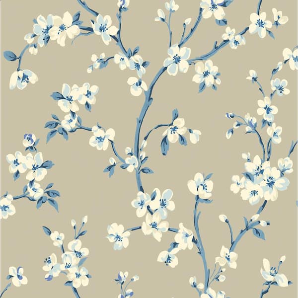 SURFACE STYLE Sakura Delft Floral Blossom Vinyl Peel and Stick Wallpaper Roll (Covers 30.75 sq. ft.)