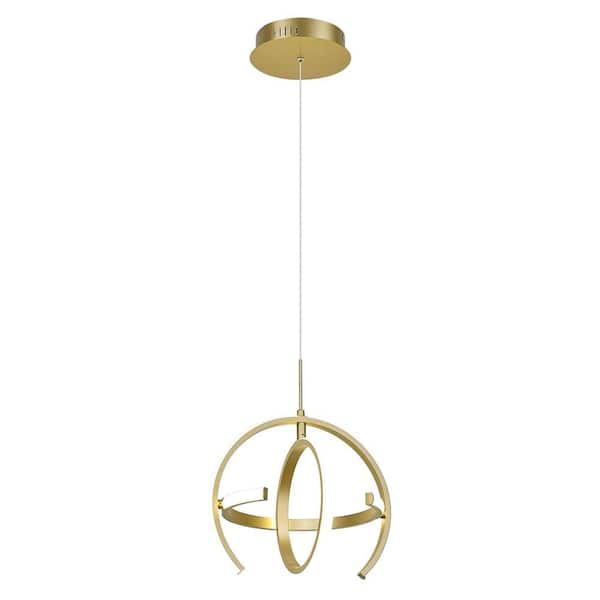 25-Watt 1-light Gold Integrated LED Pendant Light With Adjustable Height Dimmable 3-Ring 3000K Chandeliers