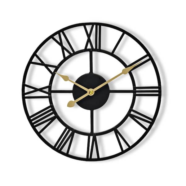 Sorbus Black Analog Metal Lighted Wall Clock