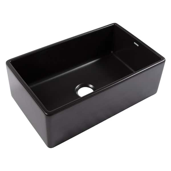 SINKOLOGY Bradstreet II 33 in. Farmhouse Apron Front Undermount Single Bowl Matte Black Fireclay Kitchen Sink