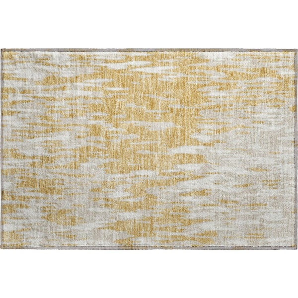 Addison Rugs Mayfield Premium Machine Washable Abstract AMF945 Gold 2 ft. x 3 ft. Area Rug