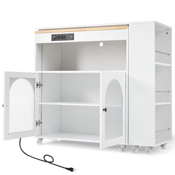 COWLOWN 33.2 in. W x 15.75 in. D x 37.1 in. H Bathroom White Linen Cabinet