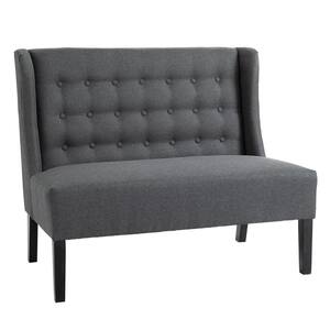 43.25 in. Grey Linen 2-Seat Sofa with Armless Tufted Design