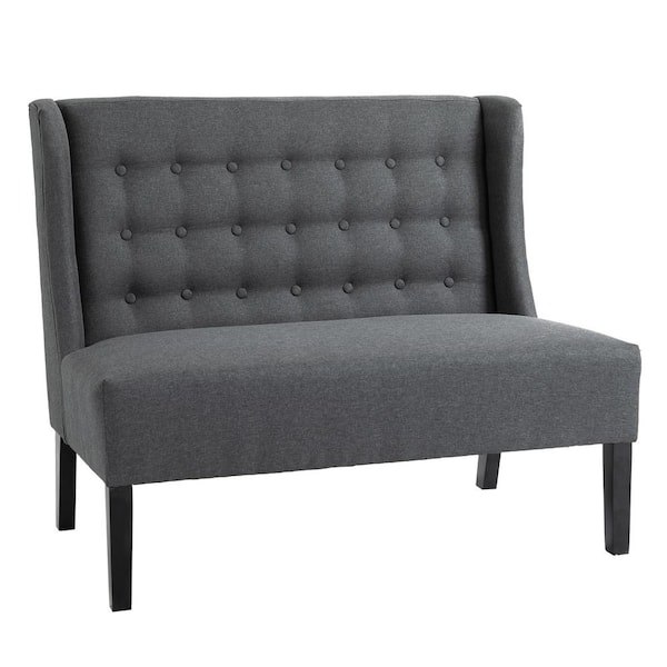 HOMCOM 43.25 in. Grey Linen 2-Seat Sofa with Armless Tufted Design