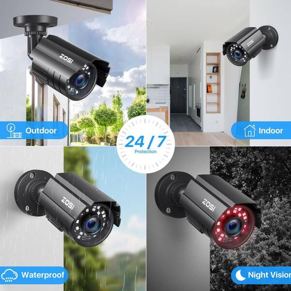 ZOSI Black Wired 1080p Outdoor Bullet TVI Security Camera