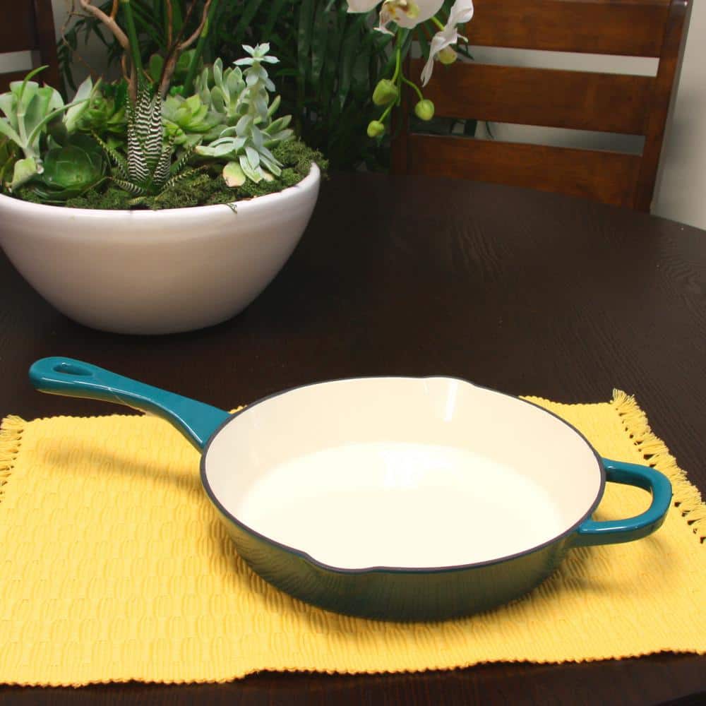 Teal Ombre 10-Inch Enameled Cast Iron Skillet
