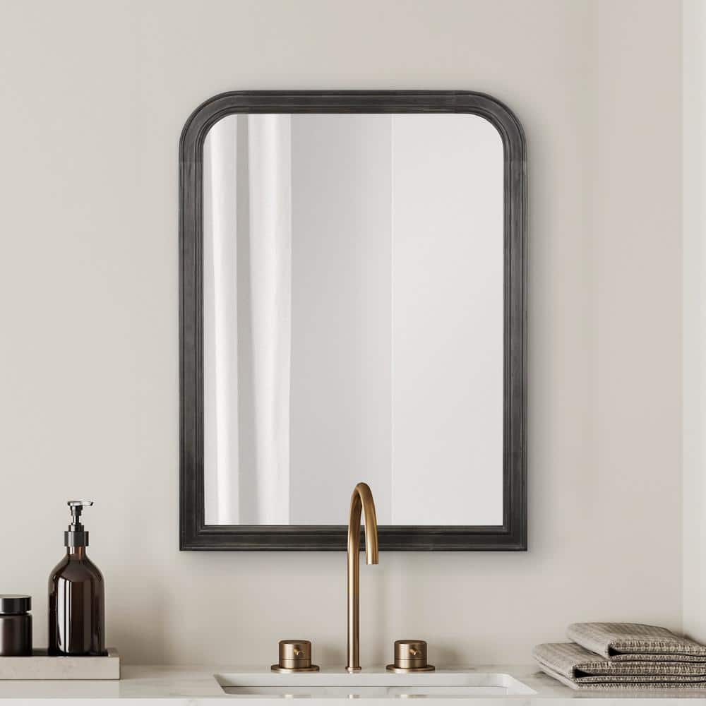 Black Wood Rectangular Farmhouse Bathroom Vanity Mirror