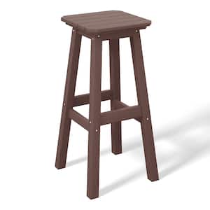Laguna 29 in. HDPE Plastic All Weather Backless Square Seat Bar Height Outdoor Bar Stool in Dark Brown