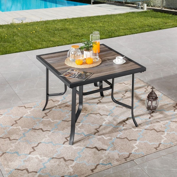 TOP HOME SPACE Square Metal Outdoor Dining Table