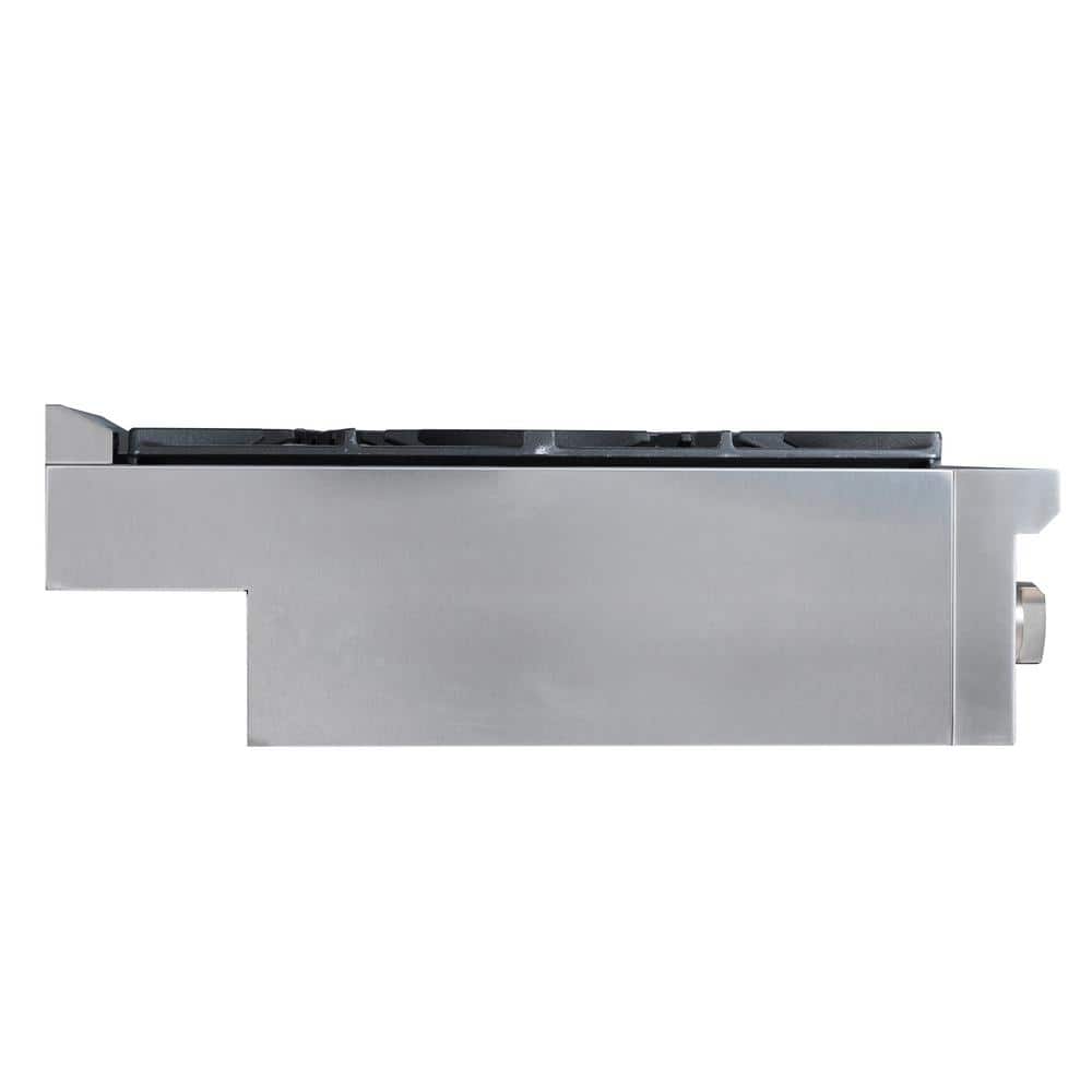 48" Stainless Steel 8-Burner Gas Cooktop with Cast Iron Grates