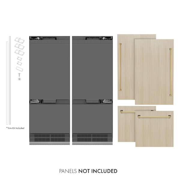 60 in. 32.2 cu. ft. Panel Ready Built-in Bottom Freezer Refrigerator with Graphite Gray Interior & Polished Gold Accents