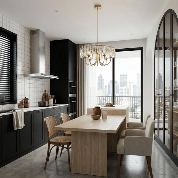 Emeritpro Modern 6 Light Natural Copper Chandelier with Clear