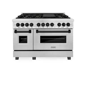 Autograph Edition 48 in. 7 Burner Double Oven Dual Fuel Range in Fingerprint Resistant Stainless Steel and Matte Black