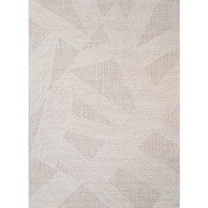 Valencia Beige 4 ft. x 6 ft. (3 ft. 6 in. x 5 ft. 6 in.) Geometric Transitional Accent Rug