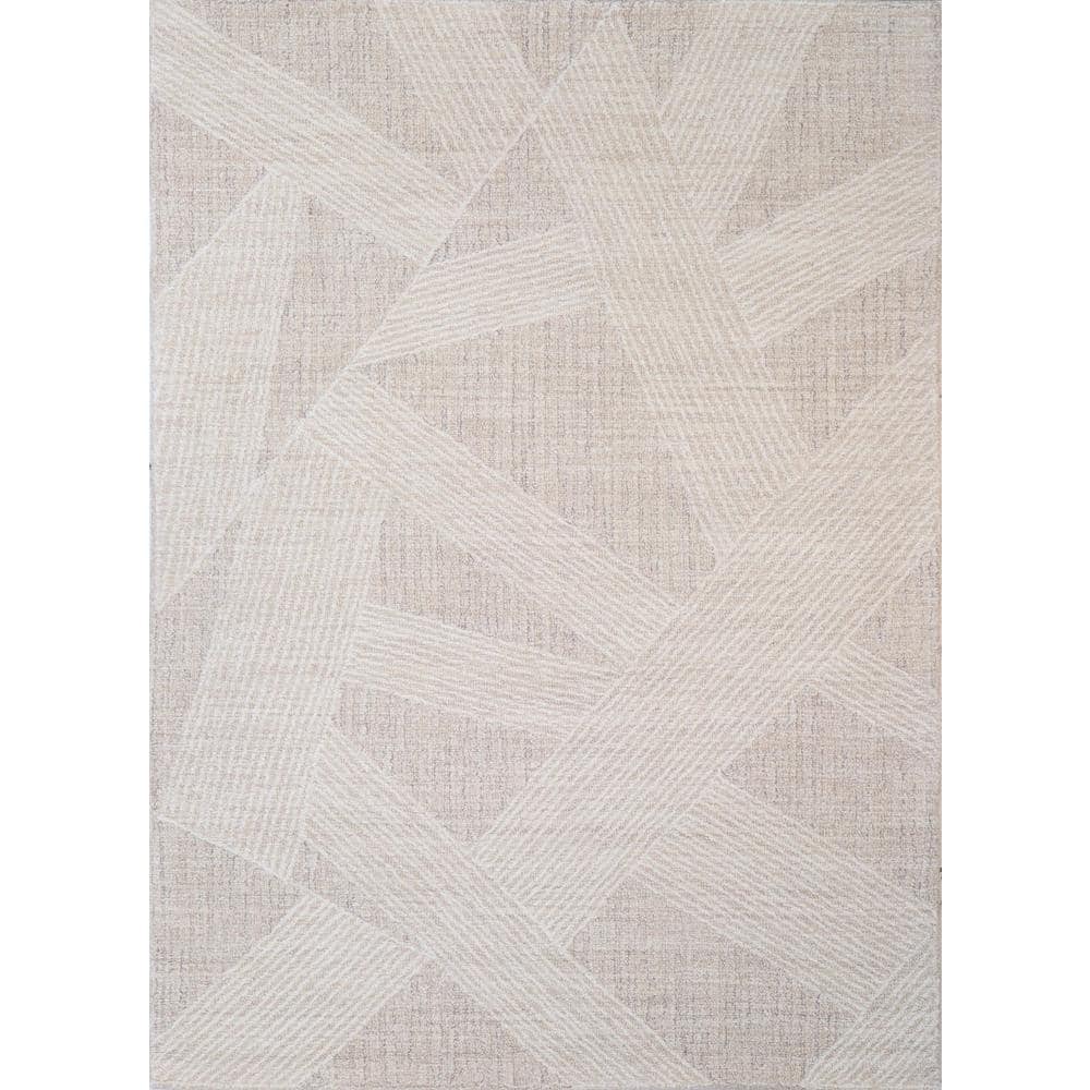 Valencia Beige 8 ft. x 10 ft. (7 ft. 6 in. x 9 ft. 6 in.) Geometric Transit