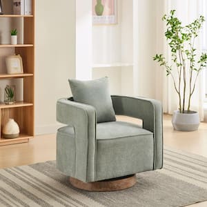 29.1 in. W Versatile 360° Swivel Linen Blend Accent Chair with Plush Cushion and Weathered Base - Pale Green