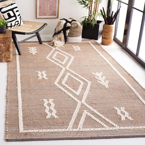 Natural Fiber Beige/Ivory 8 ft. x 10 ft. Geometric Woven Area Rug