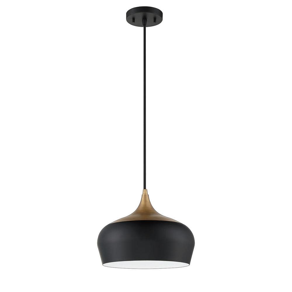 Orion Mini Black and Brass 1-Light LED Pendant