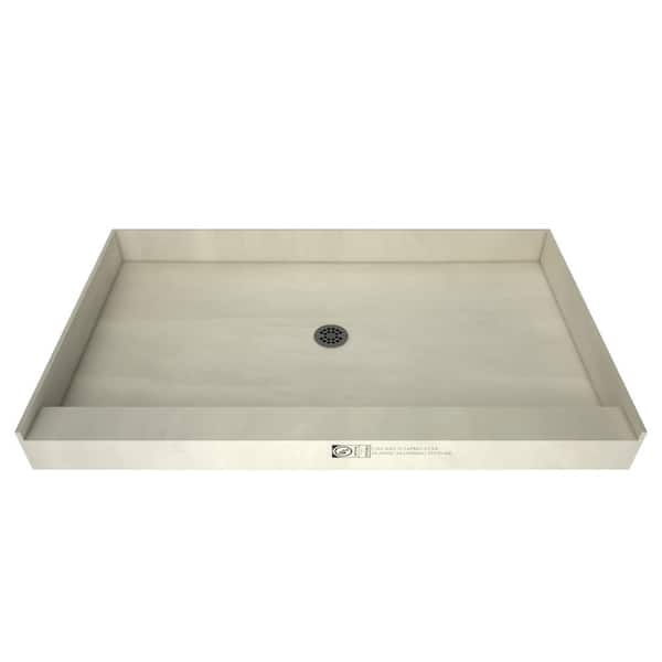 Tile Redi Redi Base 72 in. L x 42 in. W Single Threshold Alcove Shower Pan Base with Center Drain and Brushed Nickel Drain Plate
